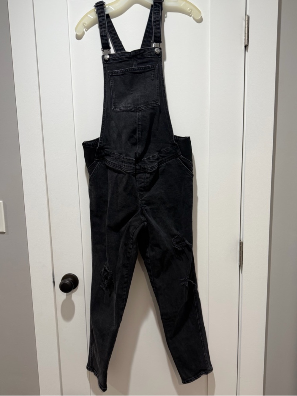 Old Navy Maternity Black Distressed Denim Overalls